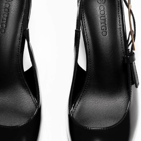 Coutgo • Size 8 Elegant Black Slingback Heels - Picture 7 of 8